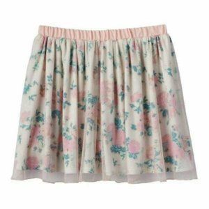 Girls Disney Cinderella Skirt 16 Cream Pink Floral Overlay Elastic Waist